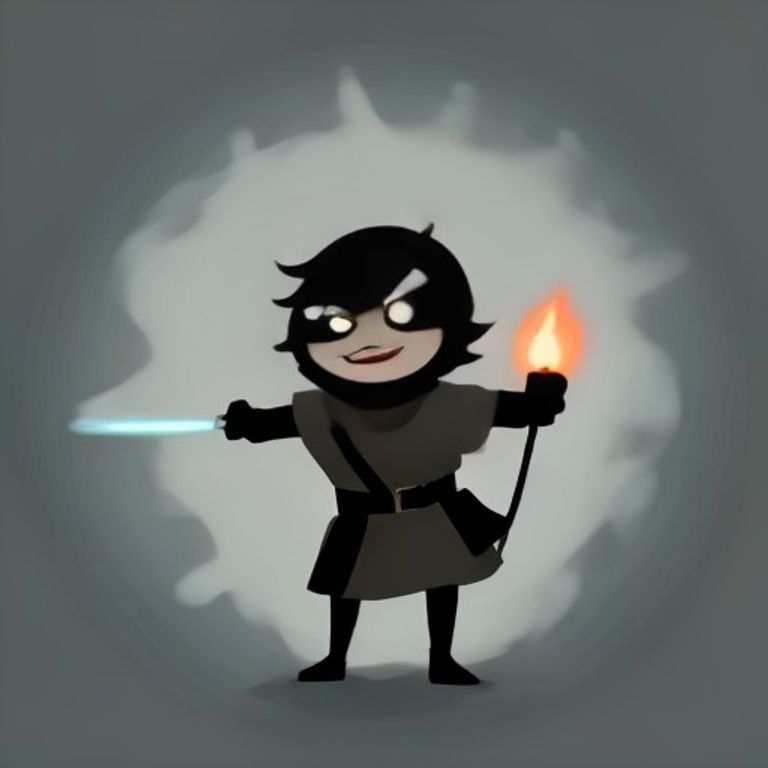 a very happy, round cartoon anon holding a small, unlit torch while a crowd of grim-looking doomer wojaks points at him with laser pointers