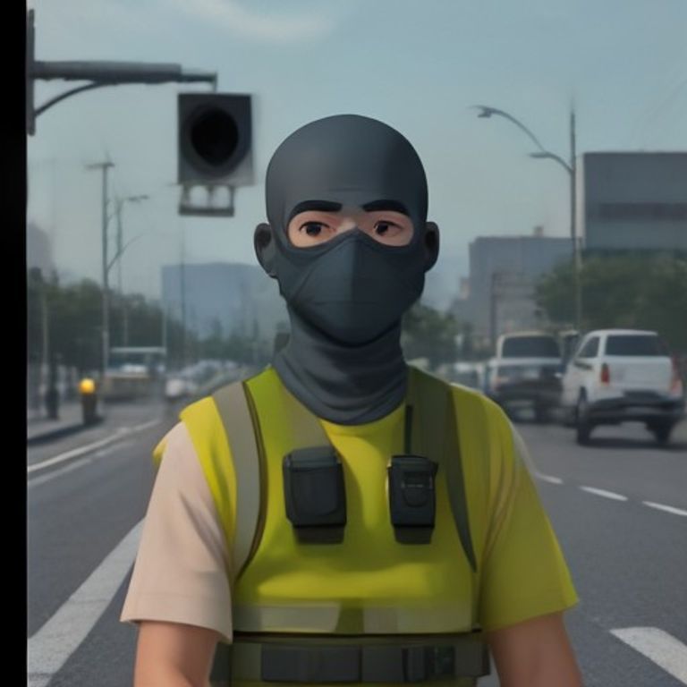doomer wojak staring at a traffic camera while a tiny pigeon in a taser vest points a finger at his windshield