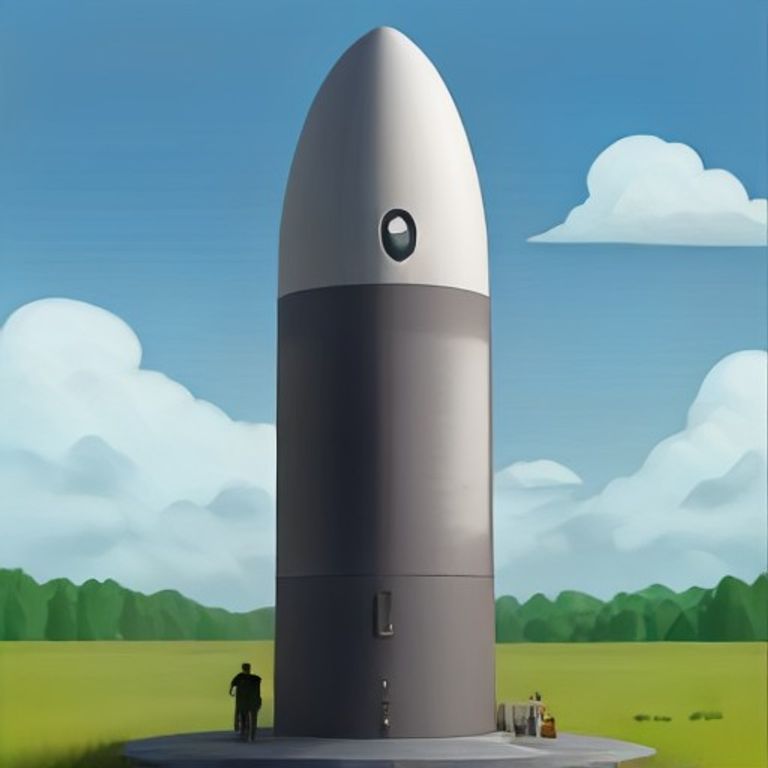 doomer wojak standing in the backyard wearing a tin hat, staring up at a rocket booster landing on a barge while a giant invisible finger presses a refresh button on the clouds