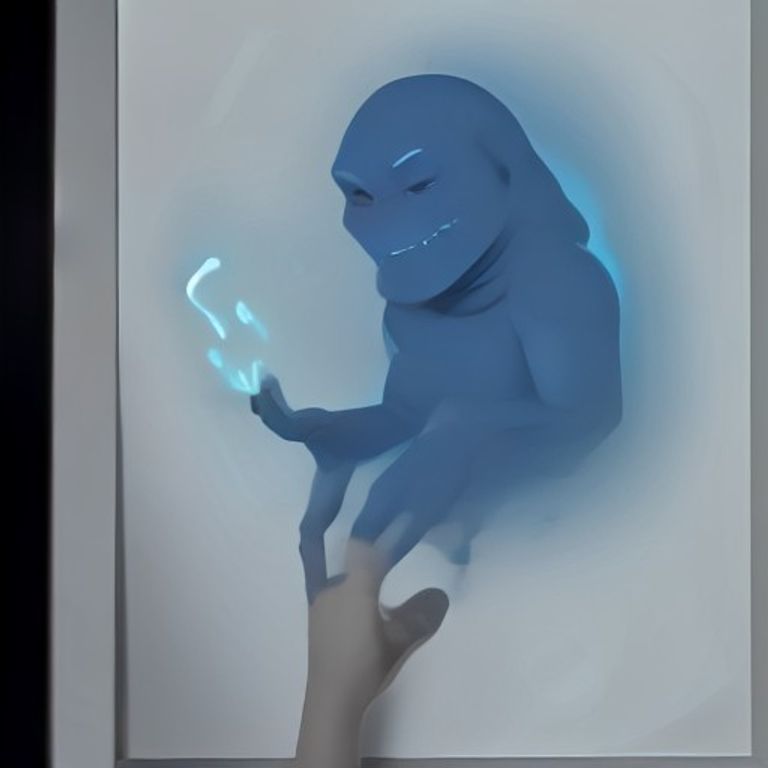 doomer wojak staring at a wall where a ghostly hand is reaching out but the hand is stuck on "loading" with a progress bar, wojak has his finger on the power button of a modem that is on fire