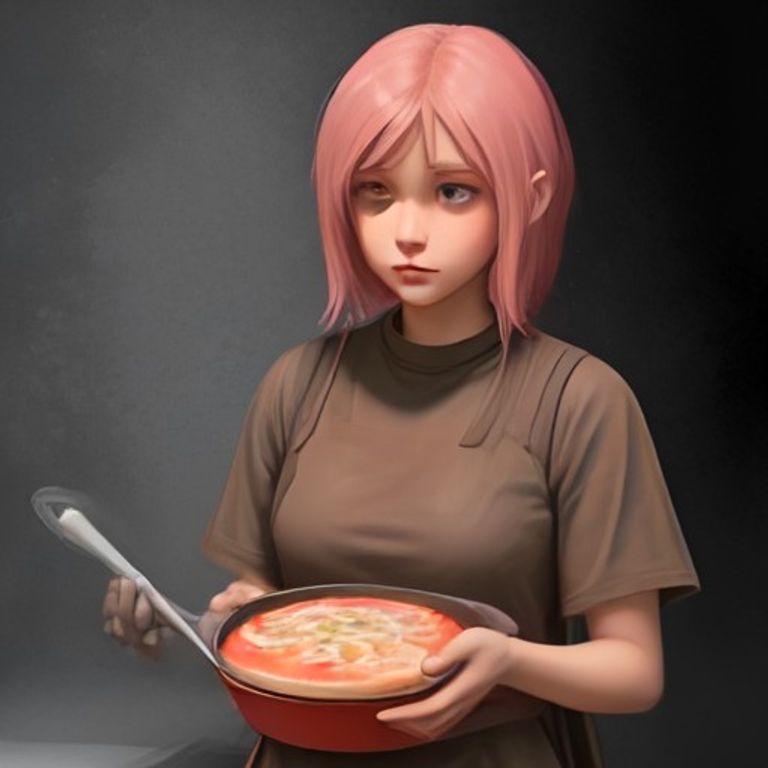 crude cartoon anon staring blankly at a cast iron pan containing a rubbery, translucent chicken breast with a visible sweat glaze