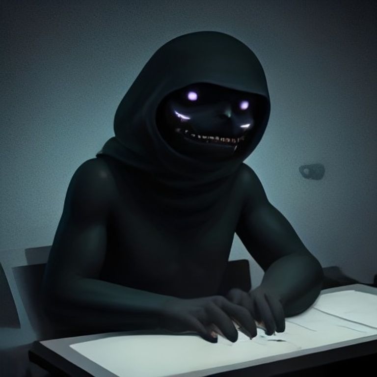 doomer wojak sitting in a dark room, his arm melted into the keyboard, surrounded by empty energy drink cans, eyes wide and hollow, looking directly at the viewer with existential dread.