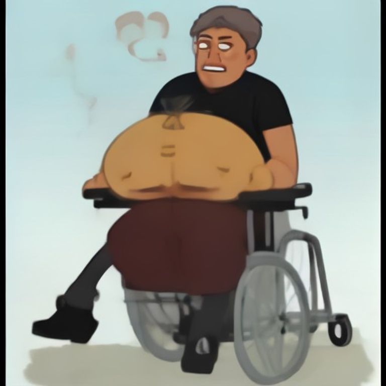wojak sitting in a wheelchair pointing at his own head while a smaller wojak reads him like a comic strip