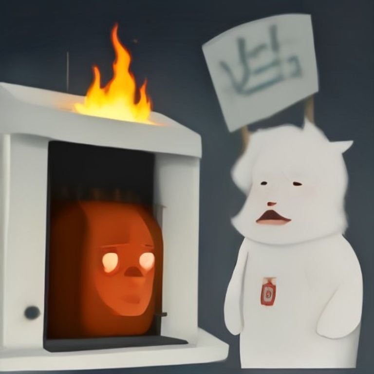 wojak staring blankly at a toaster on fire while gary (a man made entirely of white fur) stands behind him holding a sign that says "it's over
