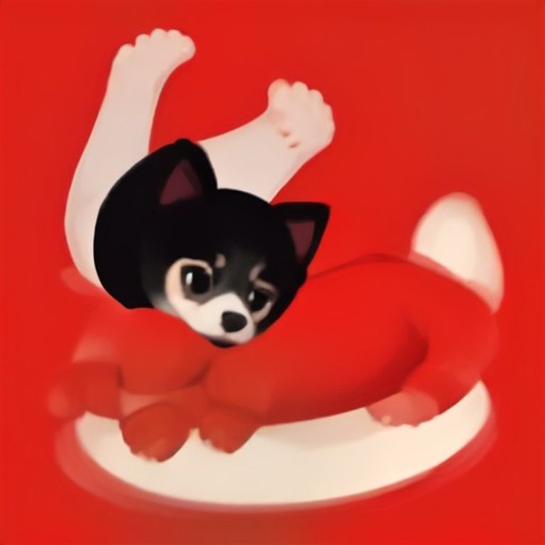 a crude cartoon dog lying on its back with paws up, wearing one red sock, looking smug, while a confused wojak stares at it