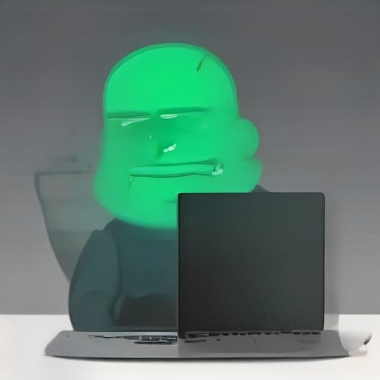 wojak standing over a laptop with a dremel in hand, sparks flying, looking smug while his wifi speed reads 2kbps