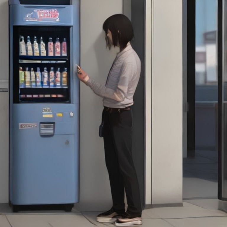 crude cartoon anon standing on tiptoes tapping a vending machine with one finger while a second anon walks away holding two dollar bills and a smirk