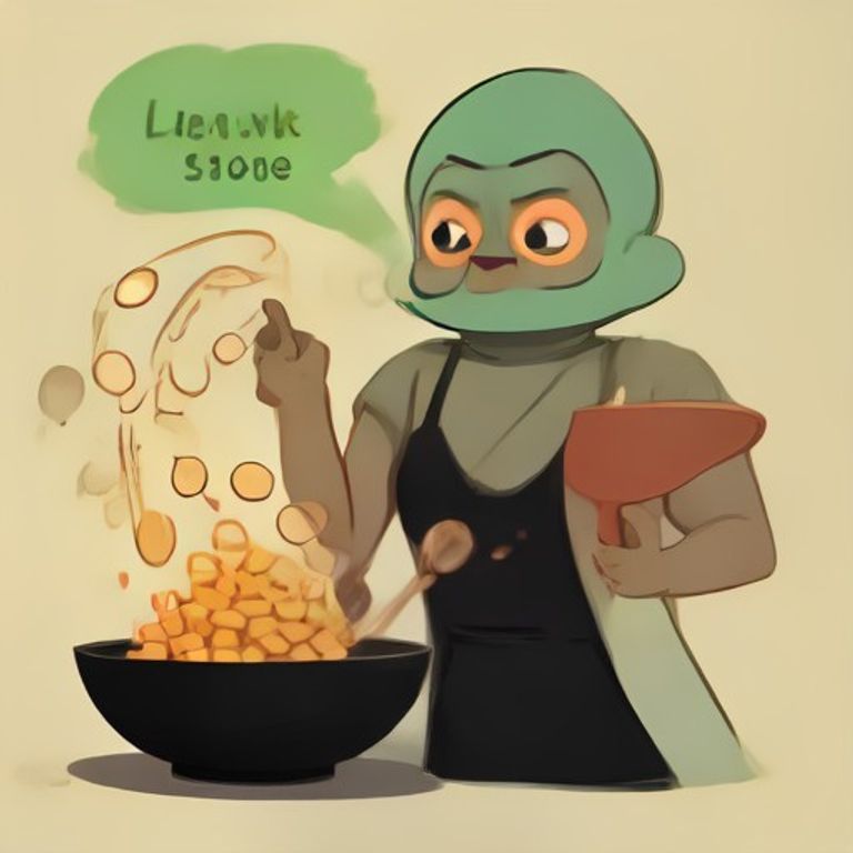 wojak holding a bowl of cheerios with a ladle and a serious look while pepe throws a spoonful of it into a pot labeled "soup