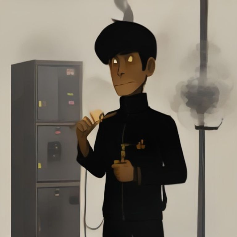 doomer wojak holding a single physical brass key while standing next to a server rack that is emitting digital smoke, looking confused and tired