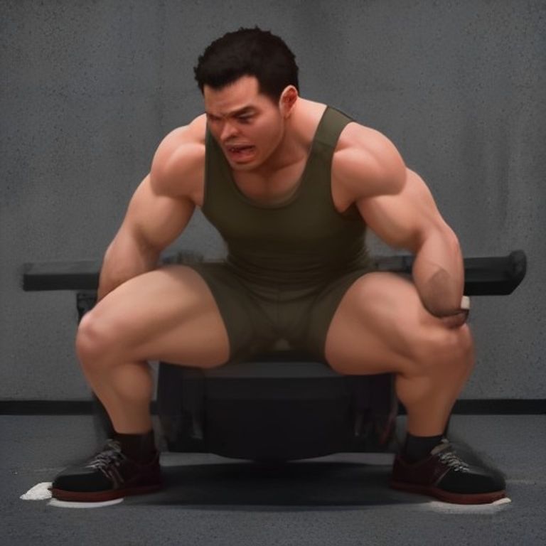 doomer wojak on the hip thrust machine looking absolutely unhinged while a tiny confident pepe in a tank top judges him from the bench press