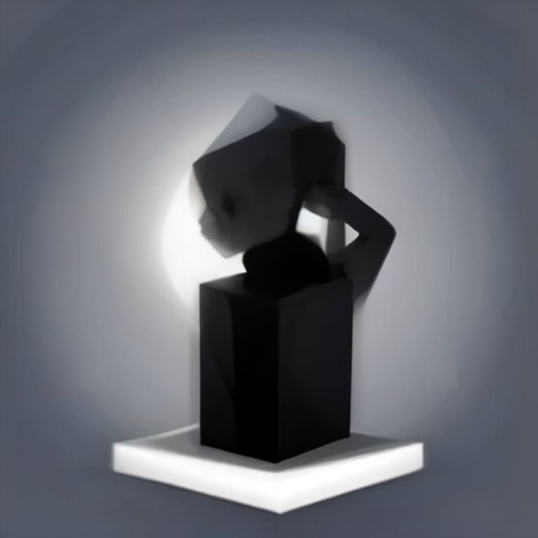 crude cartoon anon holding his head in his hands while a small geometric cube laughs at him from a pedestal, caption "you can't outthink the physics engine