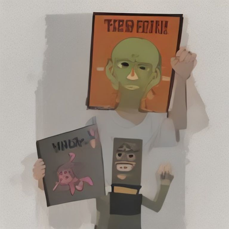 doomer wojak holding a book upside down while a second wojak points at a sign that says "THE WORD IS FLESH