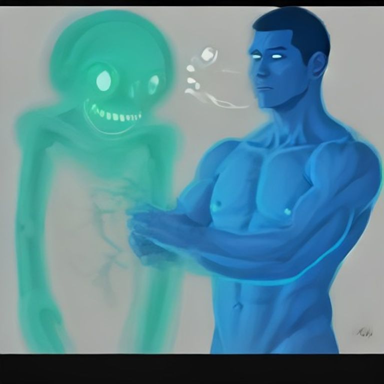 wojak with massive glowing biceps crying happy tears while a doctor holds up an x-ray showing his bones are literally turning into jelly
