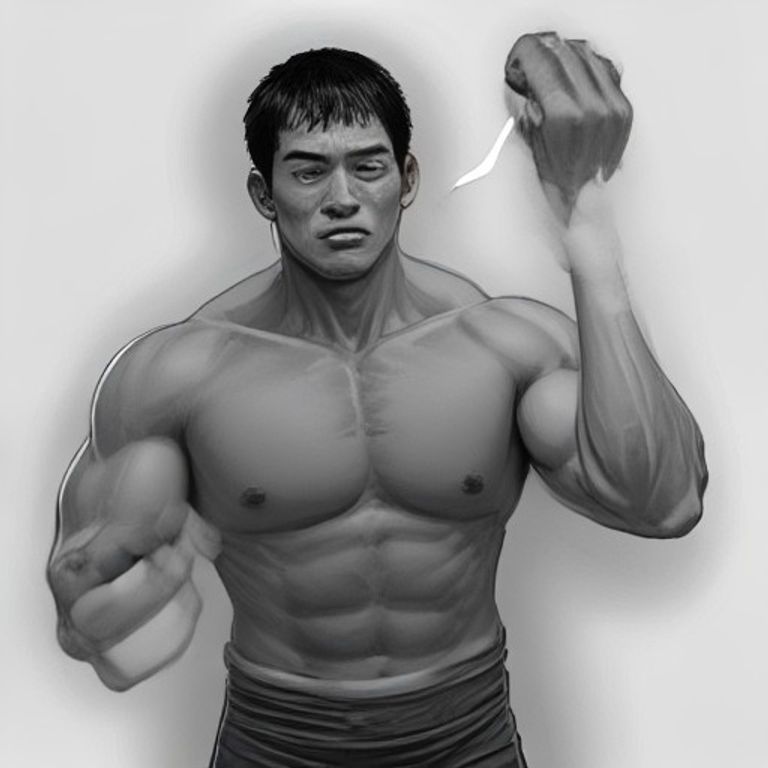 wojak holding a 15lb dumbbell with both hands, tears streaming down his face, while a giant ghost of his younger self whispers "just bend your elbow
