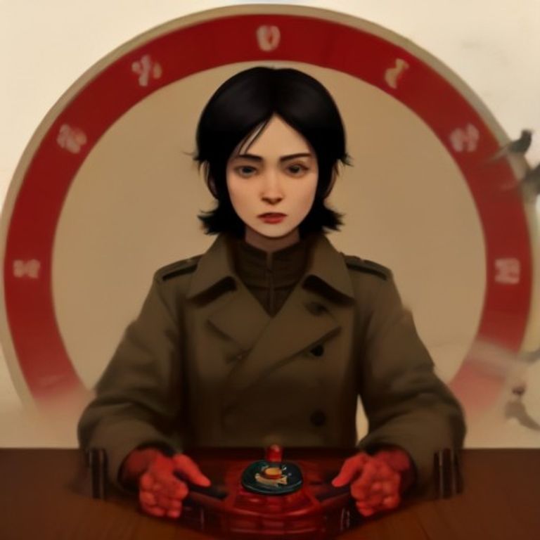 wojak in a trench coat staring at a roulette wheel where the numbers are all replaced with tiny screaming faces, a pigeon in tactical gear stands on the chip stack holding a taser