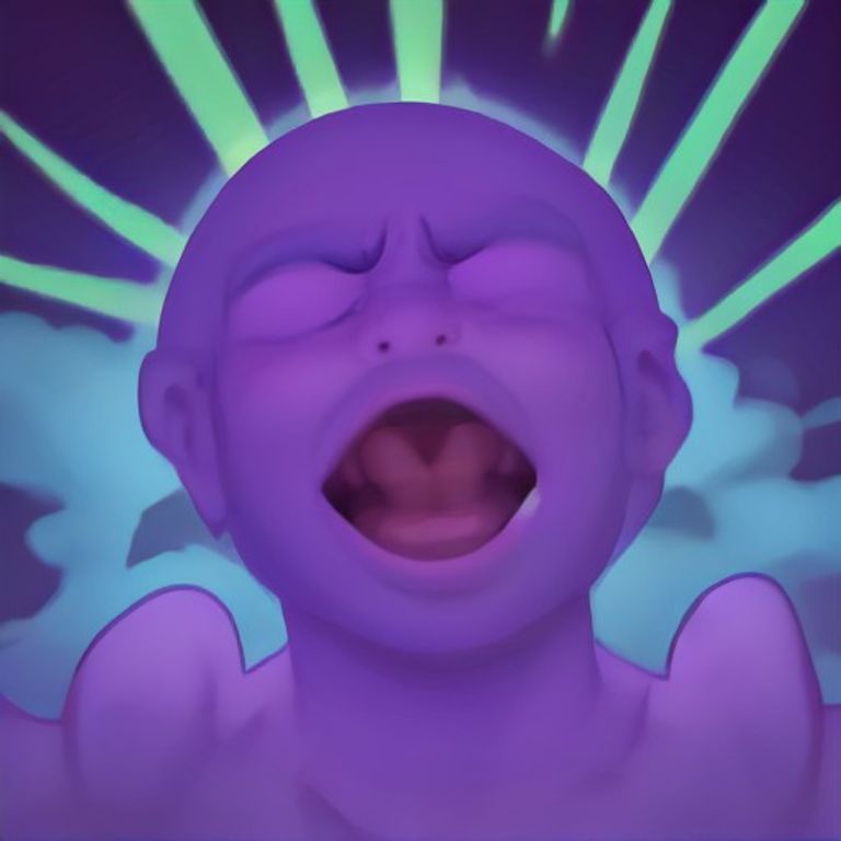 doomer wojak screaming into a void while a glowing purple cloud in the shape of the word "vibe" chokes him out