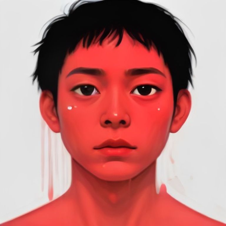 wojak staring blankly at a single red dot moving across a white screen while sweat drips off his chin
