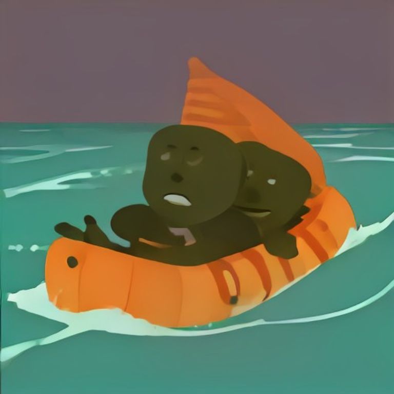 doomer wojak holding a french baguette like a life raft while the ocean of streaming services rises around him