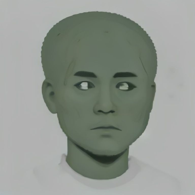 a wojak staring intensely at a single blank page while tiny ghosts of abandoned sentences float around his head