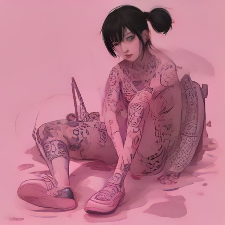 crude cartoon anon standing in a small pink puddle, holding a broken zip tie, looking utterly defeated while a tattooed leg curl guy sits nearby giving him a sympathetic nod
