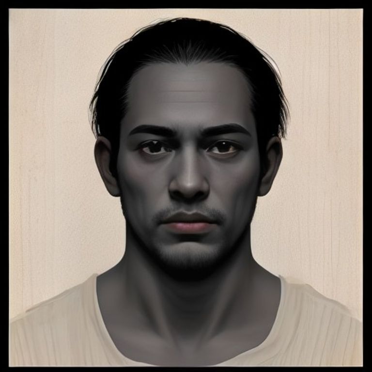 a doomer wojak staring at a white patch on dark wood where a handprint used to be, his expression blank and dead inside