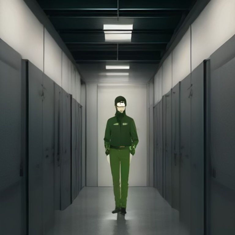 wojak standing in an empty freight elevator holding a nas tower while the doors slowly close, looking exhausted